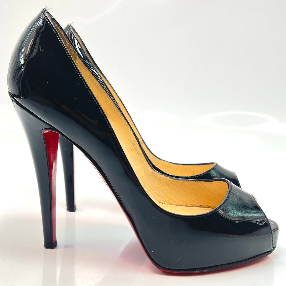 Christian Louboutin Very Prive 120 Black Patent Platform Pumps Euro 38